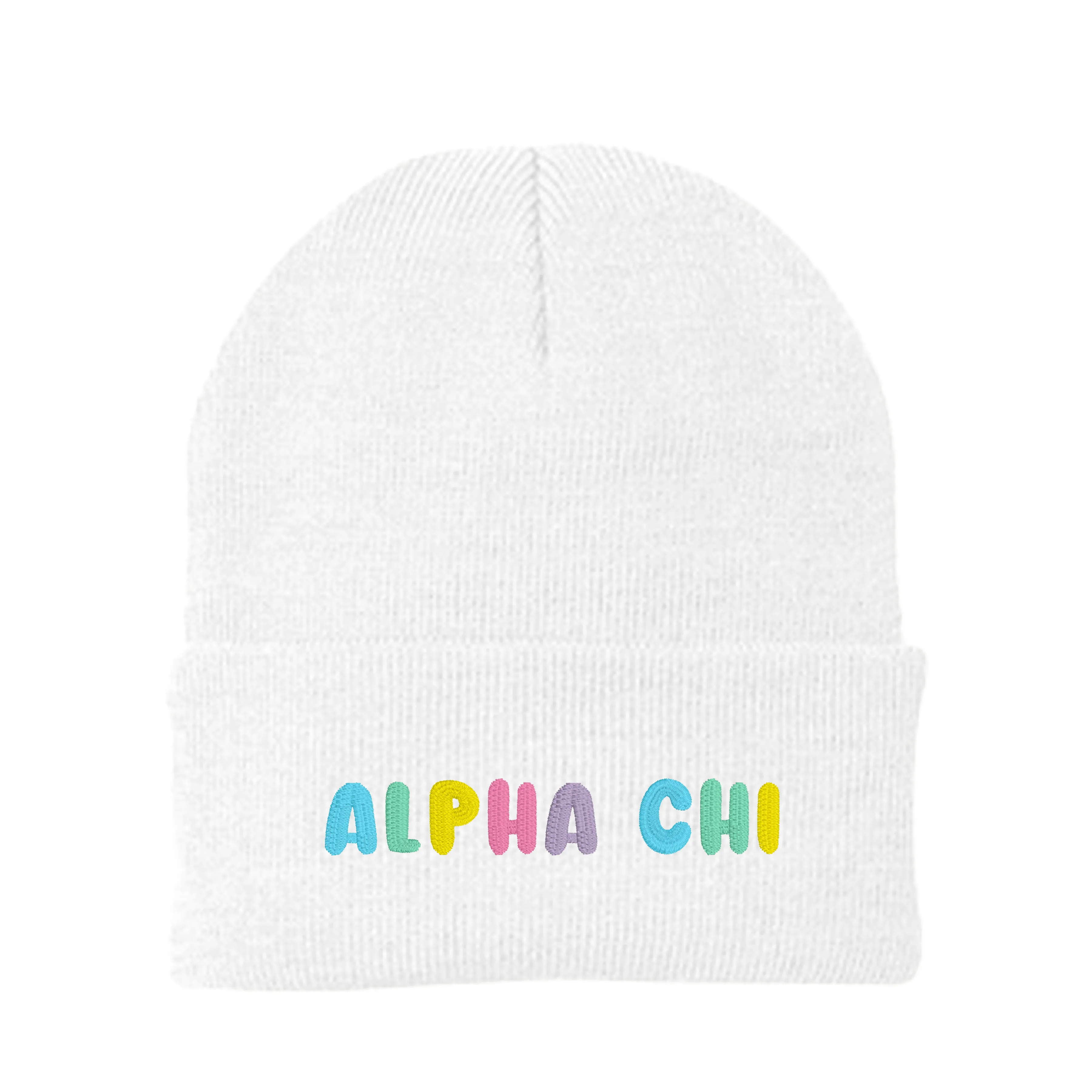 Alpha Chi Omega Bubble Embroidered Beanie - Alpha Chi Pastel