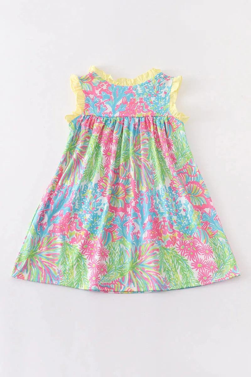 Colorful Ruffle Pocket Dress