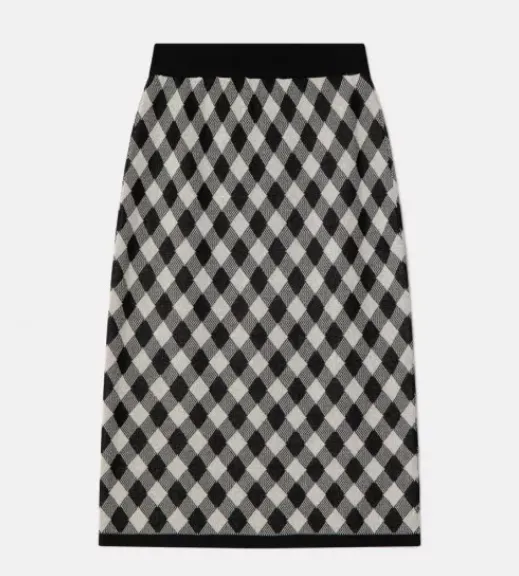 Jacquard Midi Pencil Skirt - Black Diamond Print