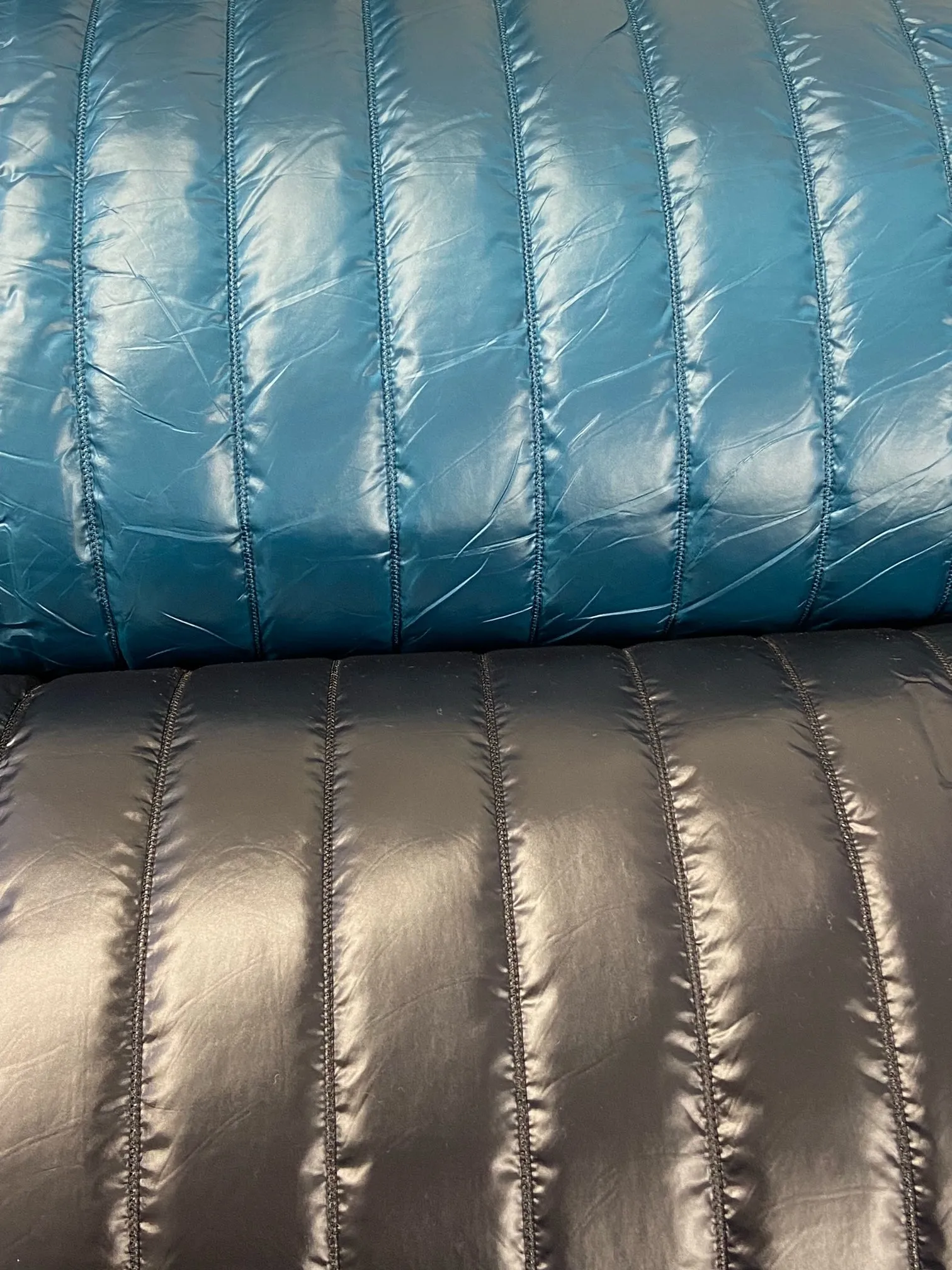 Macklin by Modelo Fabrics Petrol Blue Straight Satin Quilted Fabric by 1/2 Metre*