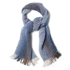 Mucros Weavers Skellig Scarf- Blue and Cream