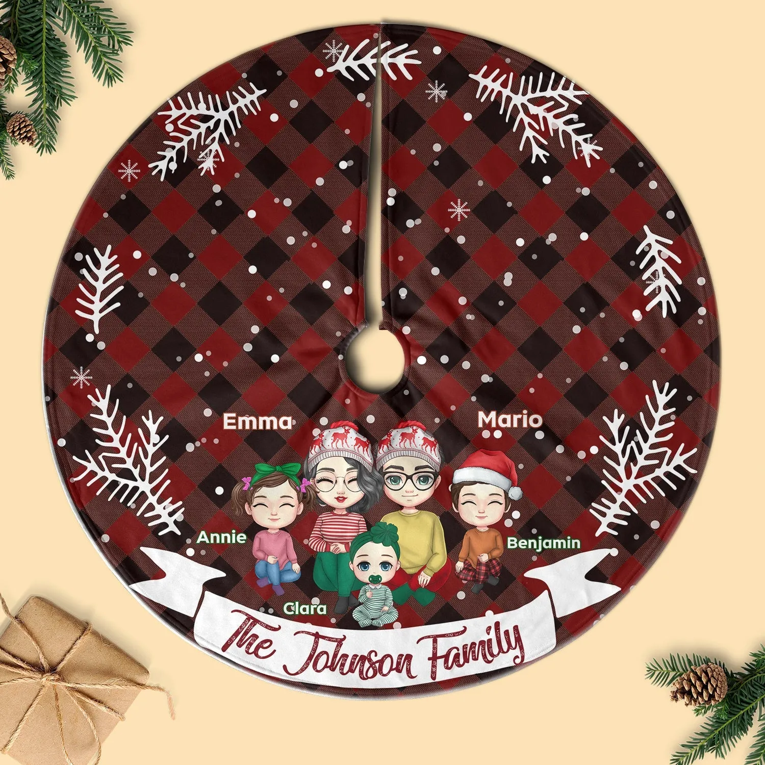 Original and Cheerful Personalized Christmas Pencil Tree Skirt For Family