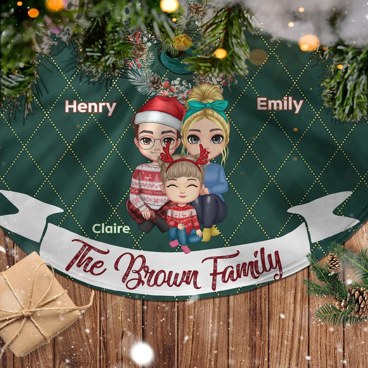 Original and Cheerful Personalized Christmas Pencil Tree Skirt For Family