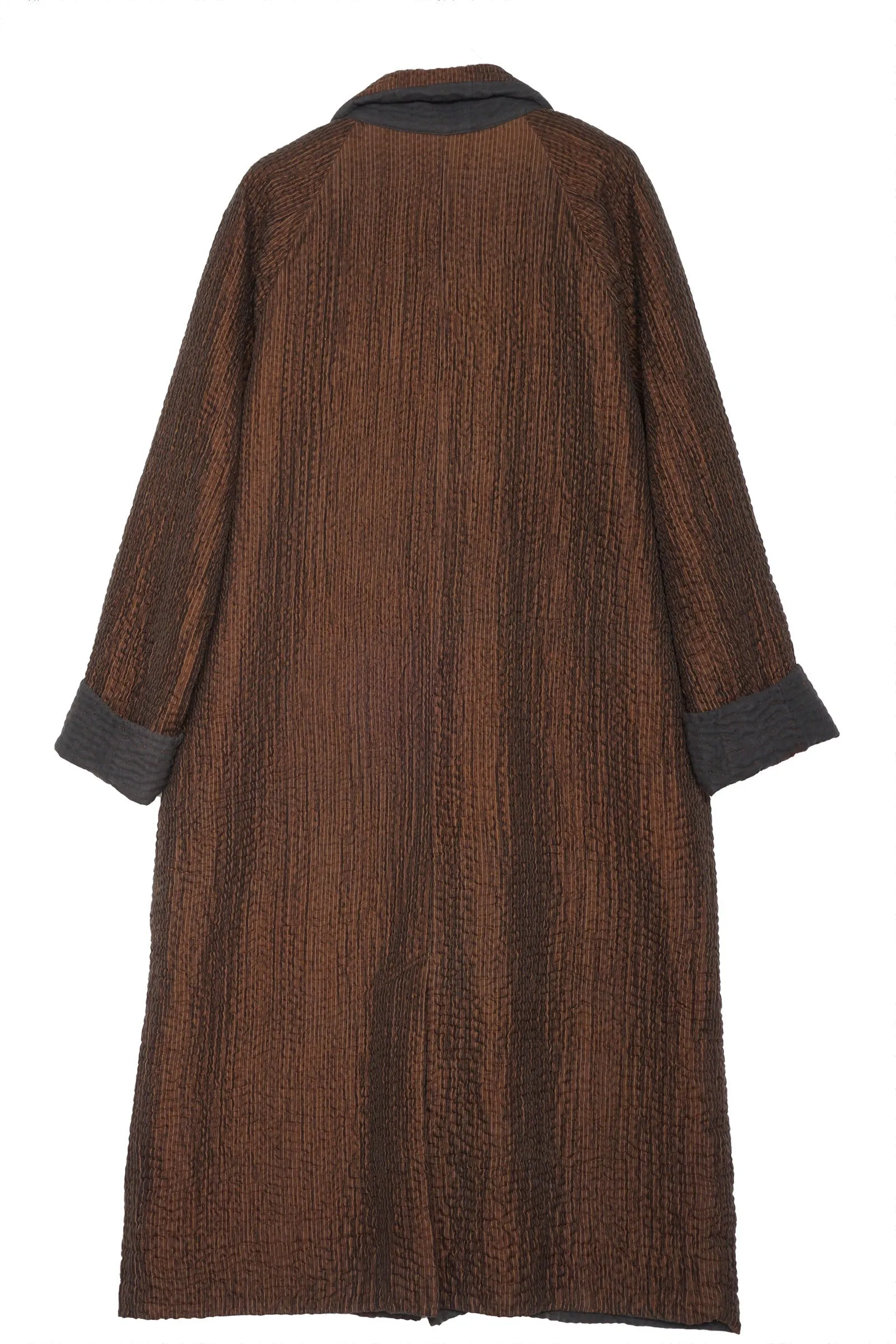 QUILTED VINTAGE COTTON WITH FLANNEL KANTHA RAGLAN SLEEVE COAT - fq5337-0001m -