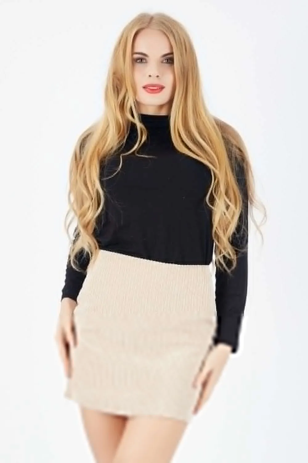 SNS Sense Beige Hidden Zipper Short Velvet Skirt - Lancaster