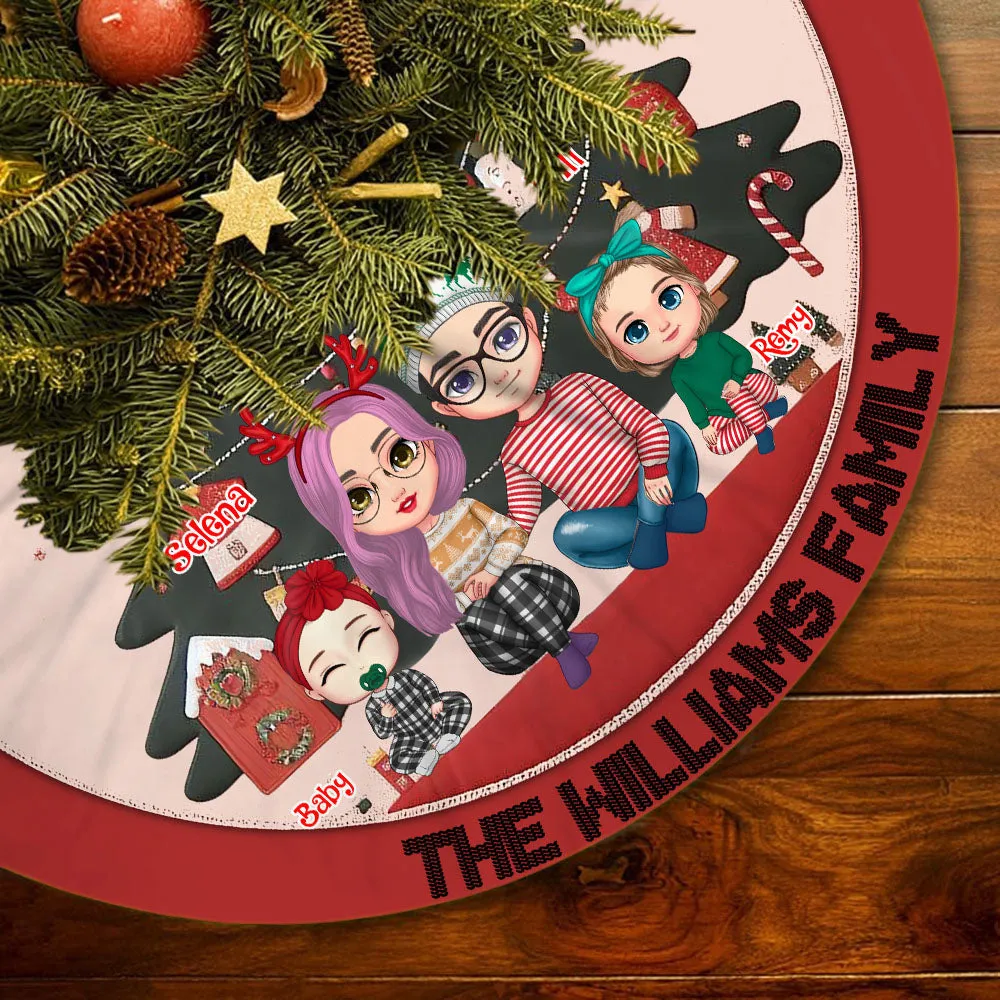 Snuggle Up Together Personalized Christmas Pencil Tree Skirt