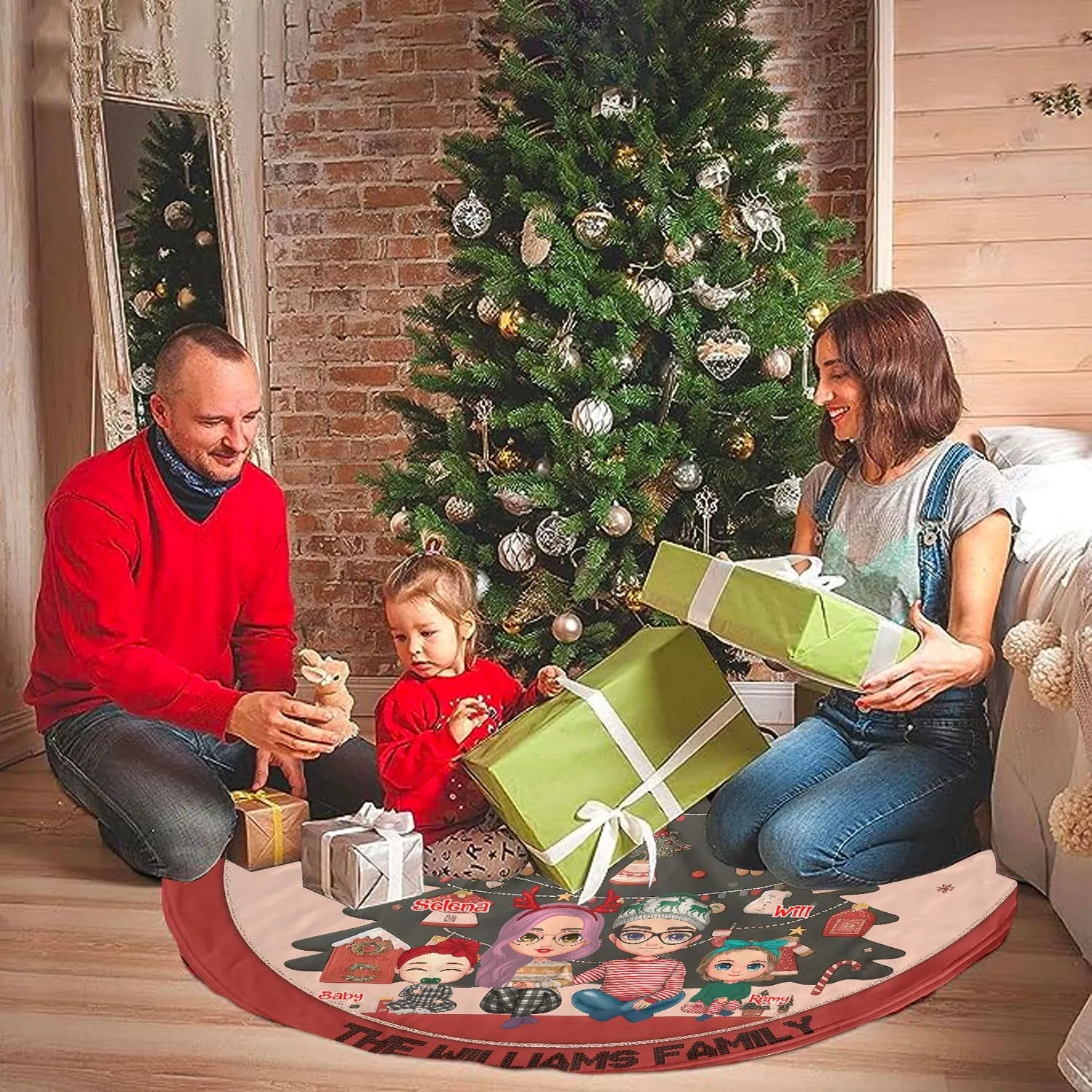 Snuggle Up Together Personalized Christmas Pencil Tree Skirt